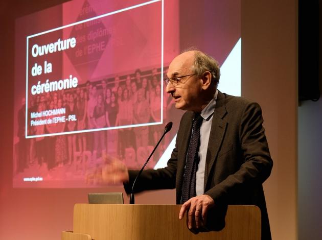 Cérémonie remise diplômes 2024. Michel Hochmann, président de l'EPHE-PSL