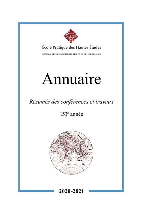 Première de couverture de l'Annuaire SHP 153 (2020-2021)