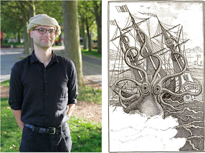 Portrait de Benjamin Kiessling et illustration du logiciel Kraken
