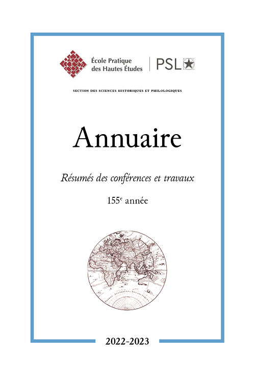 Première de couverture de l'Annuaire de la Section SHP, volume 155