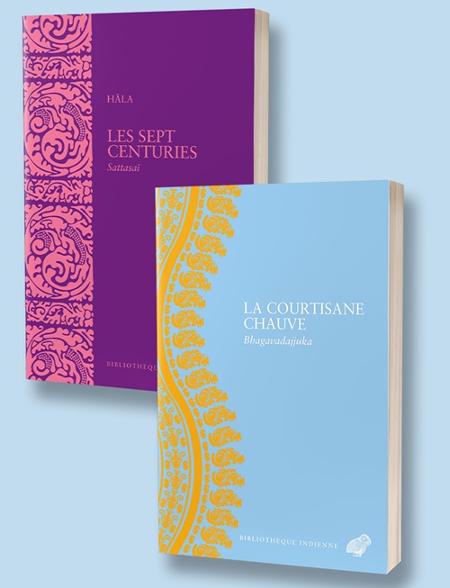 Première de couverture des 2 premiers volumes de la collection "Bibliothèque indienne" des Editions des belles Lettres