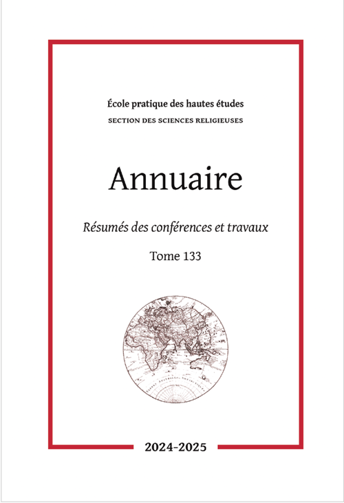 Première de couverture. Annuaire de la section des sciences religieuses, tome 133