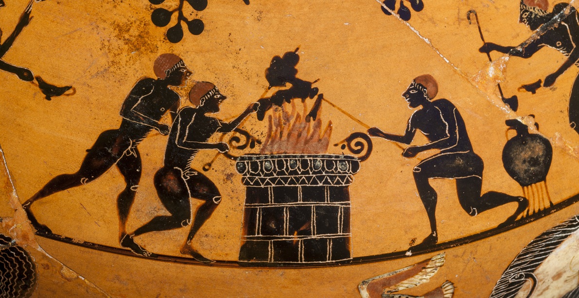 Scène sur une poterie grecque. Illustration pour les conférences de Mme Ekroth à l'EPHE-PSL