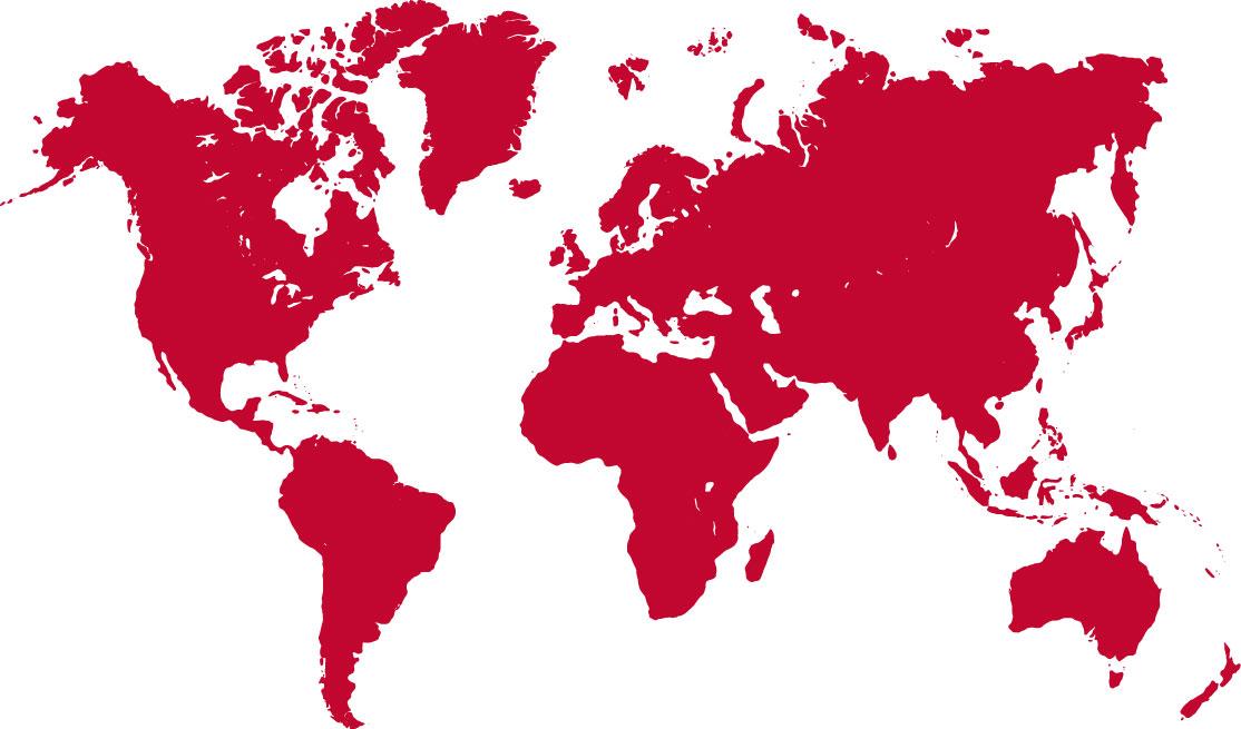 Relations internationales - planisphère rouge