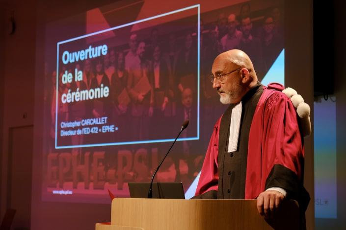 EPHE-PSL. Cérémonie de remise de doctorat 2024. Christopher Carcaillet